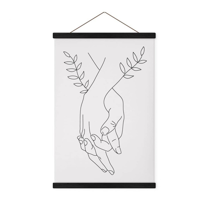 Stoffbild Line Art - Liebespaar Händchen haltend - Lizde - WA429287