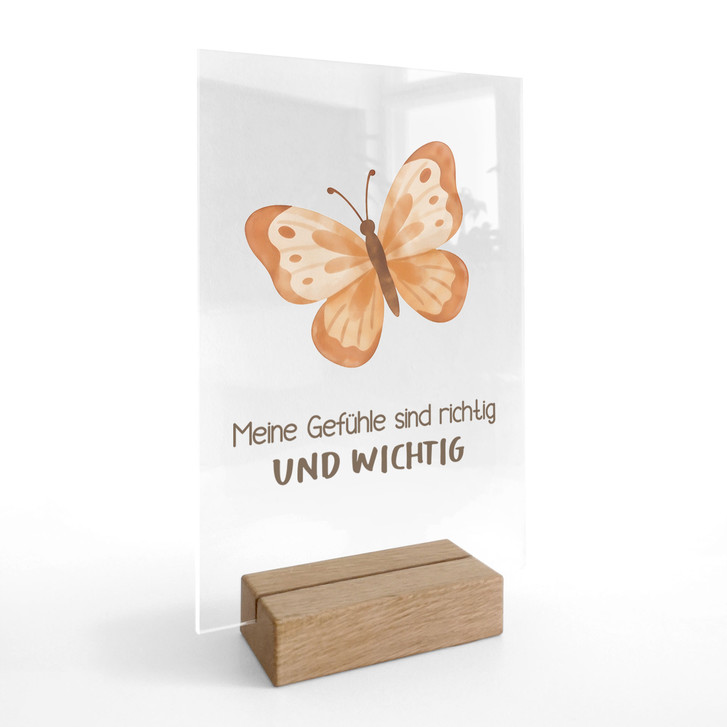Tischaufsteller mit Schmetterling - kindgerechte Bestärkung 