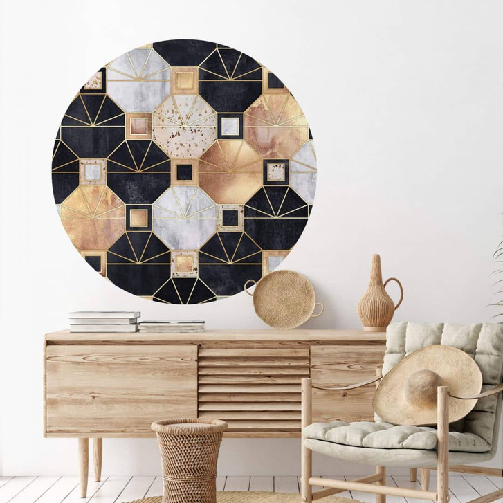 Wandtattoo Fredriksson - Art Deco: Gold und Schwarz - rund - WA260168