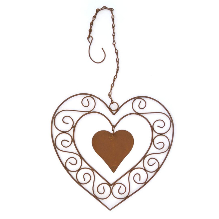 Windspiel Herz Metall Edelrost Gartendeko - 25 x 25 cm - WA419972