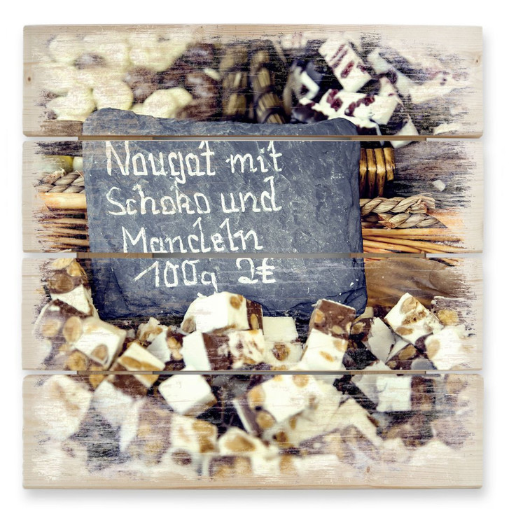Holzbild Nougat mit Schokolade und Mandeln - 40 x 41.5 cm - WA132330