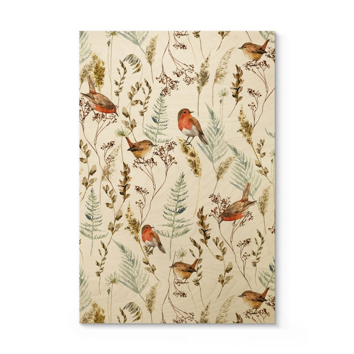 Holzbild Spatzen und Rotkehlchen - UN Designs - WA425668