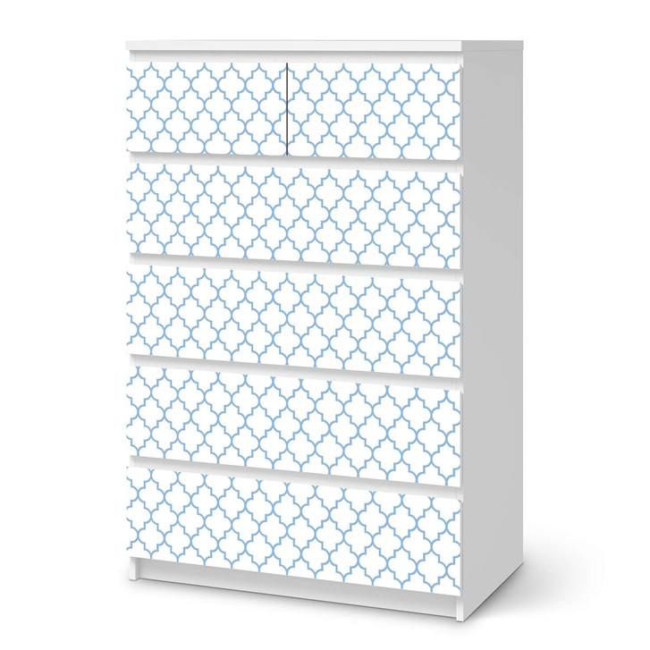 Möbel Klebefolie IKEA Malm Kommode 6 Schubladen (hoch) - Retro Pattern - Blau - CR113773