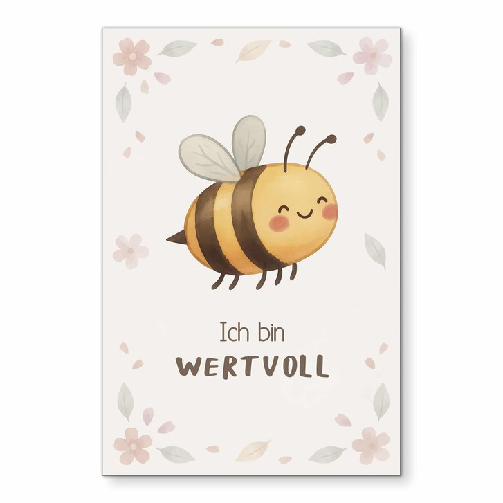 Alu-Dibond Wandbild mit Biene - Mutmachspruch 