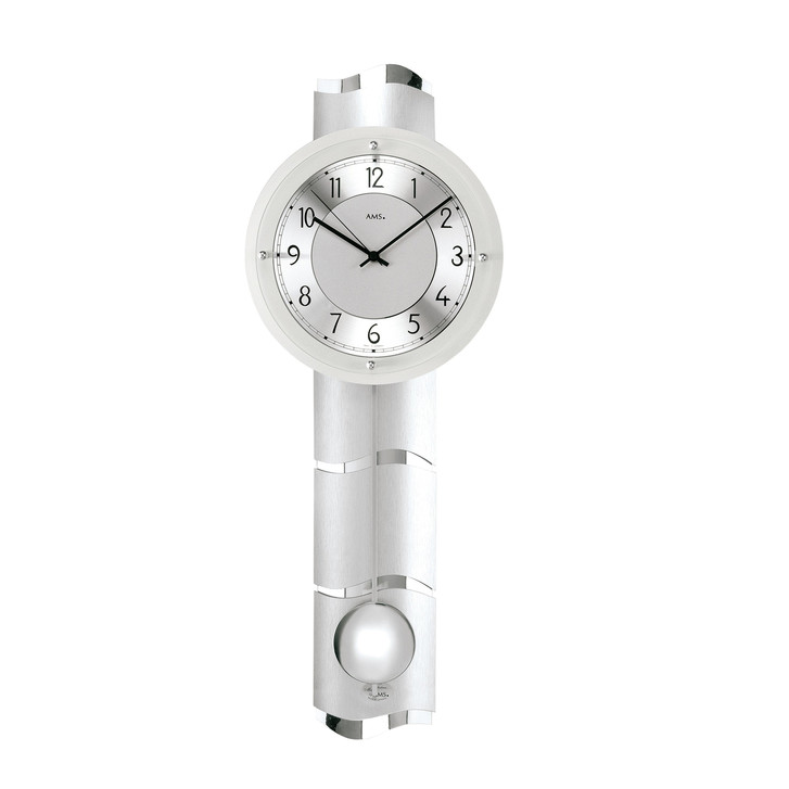 Funkwanduhr Pendeluhr Geschwungene Rückwand mit Aluminium/Chrom - UG100830