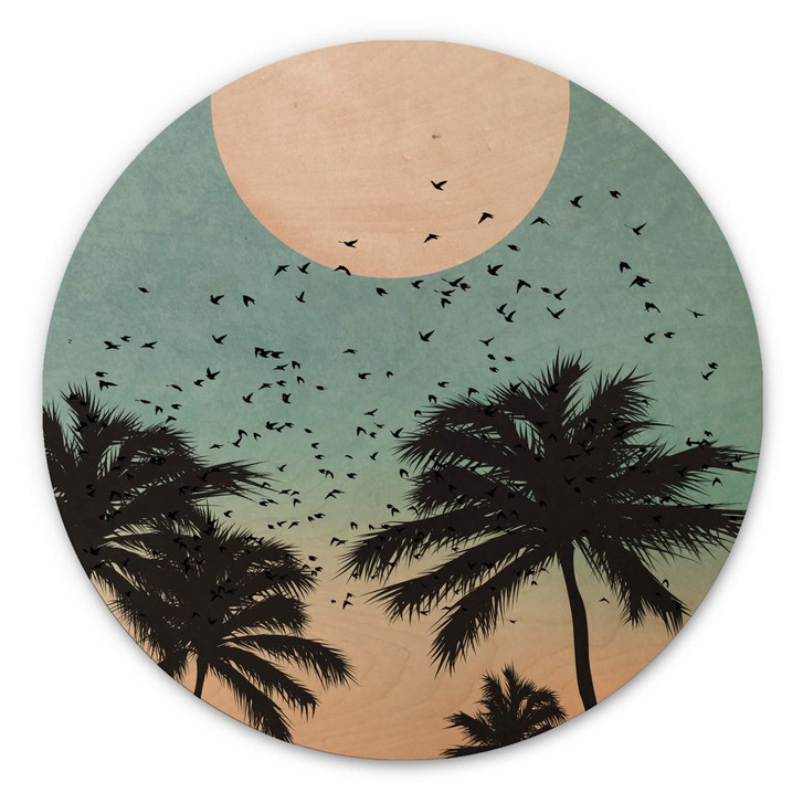 Holzbild Kubistika - Sonnenuntergang - Rund - WA263537