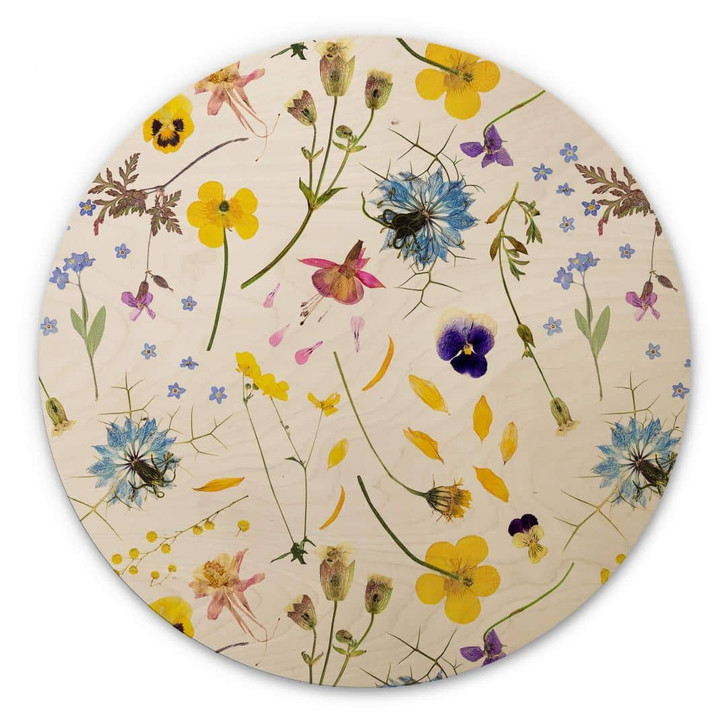 Holzbild UN Designs - Getrocknete Blüten - Rund - WA333108