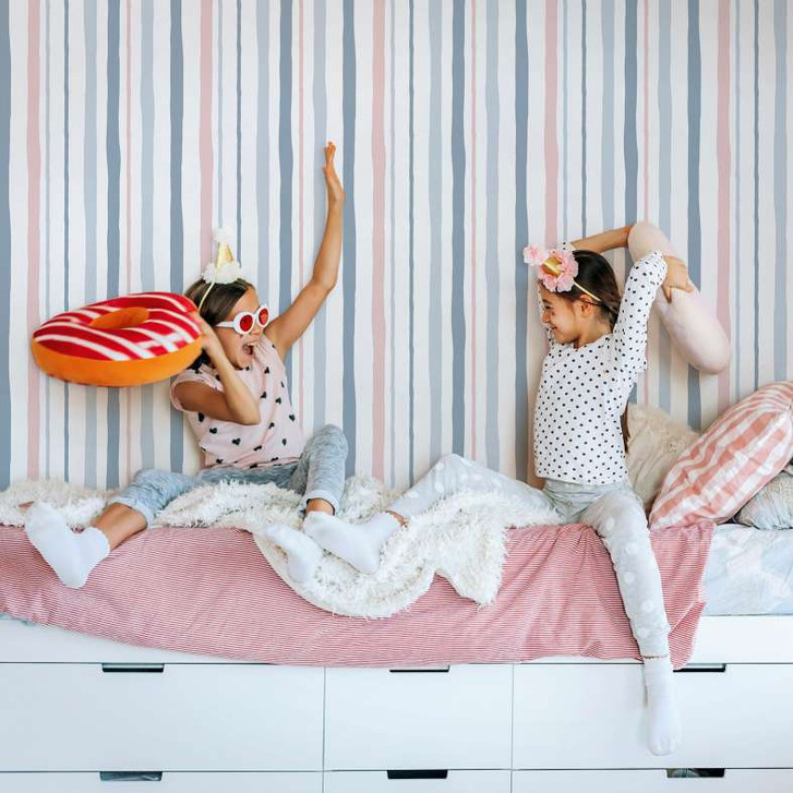 Kindertapete, Vliestapete mit Illustration Kids Walls weiss, grau, rosa - WA445623