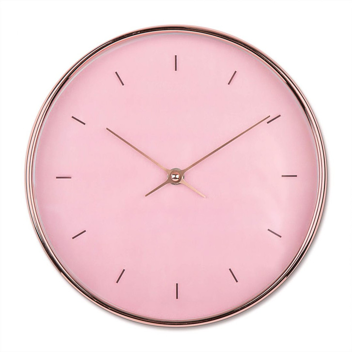Minimalistische Wanduhr Rosa in Roségold-Optik Ø25cm - WA343788