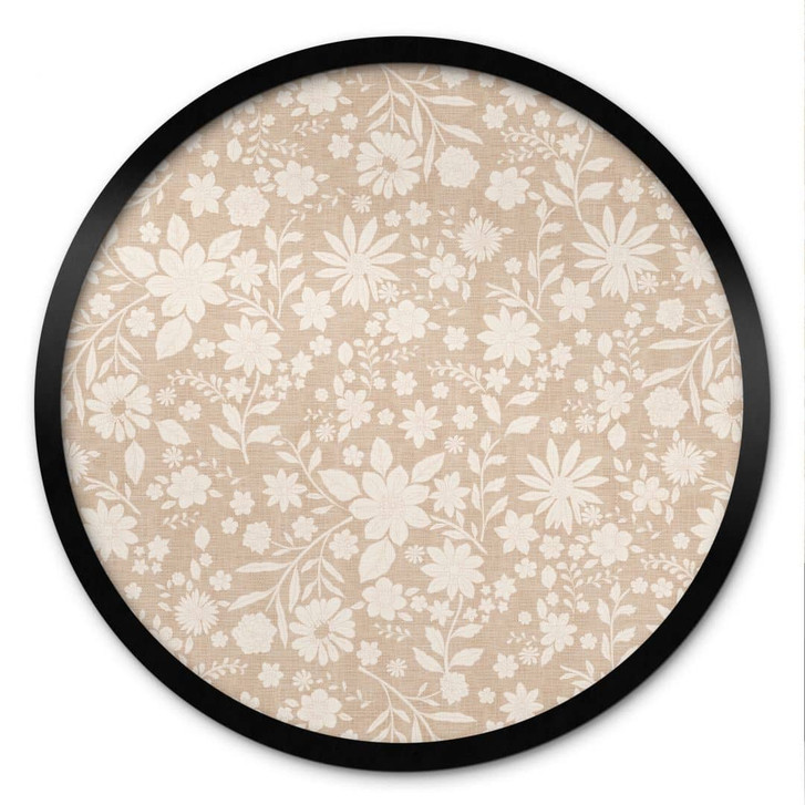 Poster Vintage Blumen in Leinenoptik - Bloomery Decor - Rund - WA483634