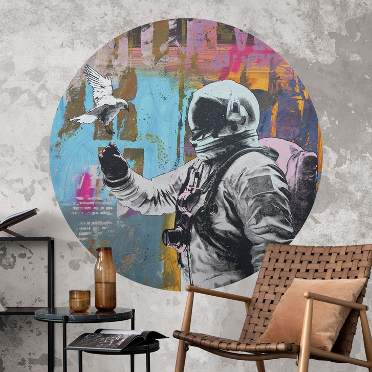 Wandtattoo Astronaut mit Taube - Kuryliuk - Rund - WA434777