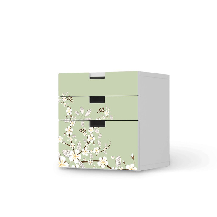 Folie IKEA Stuva / Malad Kommode - 3 Schubladen - White Blossoms - CR106095