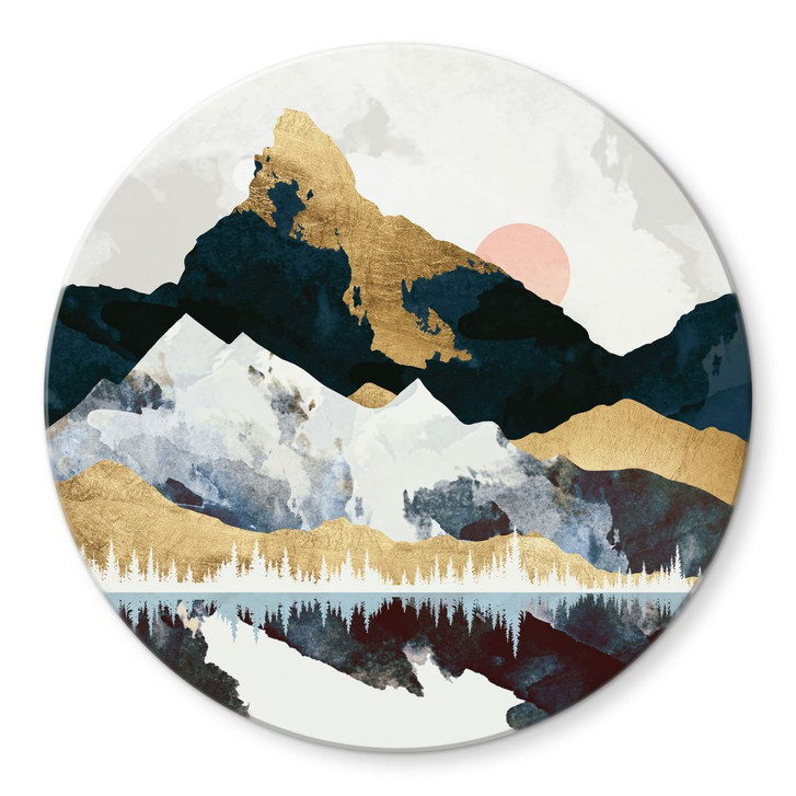 Glasbild Reflektion einer Winterlandschaft - SpaceFrog Designs  - Rund - WA424887