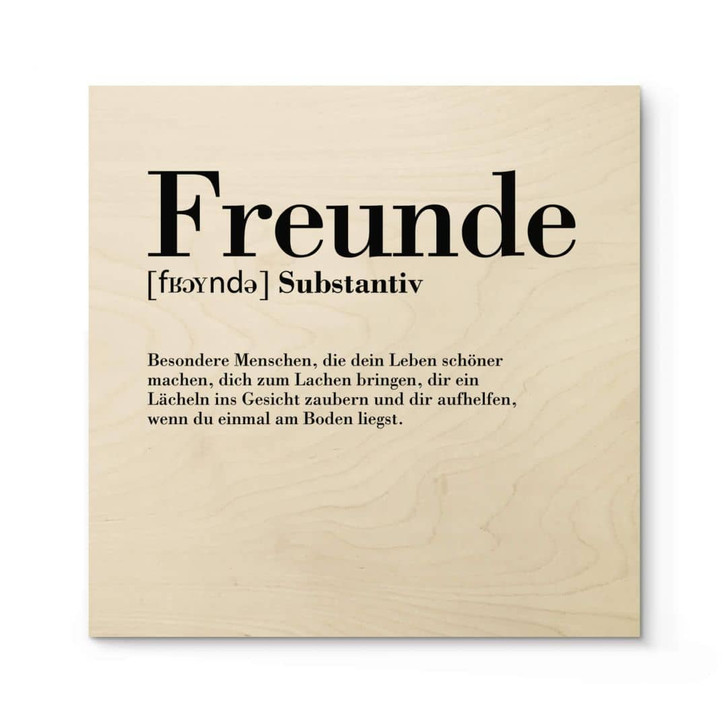 Holzposter Grammatik - Freunde - Quadratisch - WA310099