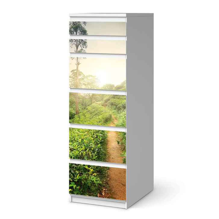 Klebefolie IKEA Malm Kommode 6 Schubladen (schmal) - Green Tea Fields - CR111643