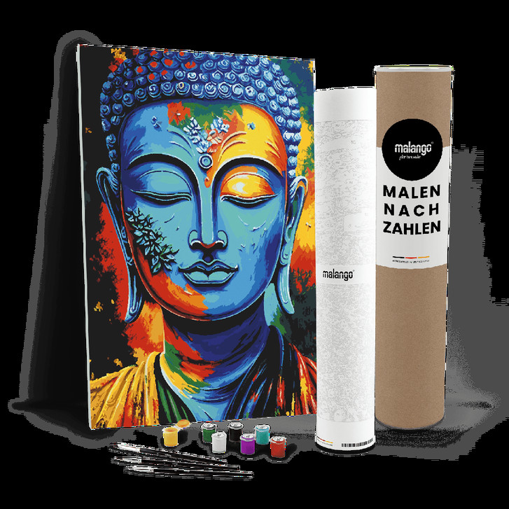 Malen nach Zahlen Leinwandbild - Blauer Buddha - WA447844
