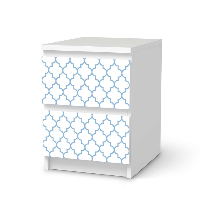 Möbelfolie IKEA Malm Kommode 2 Schubladen - Retro Pattern - Blau - CR116215