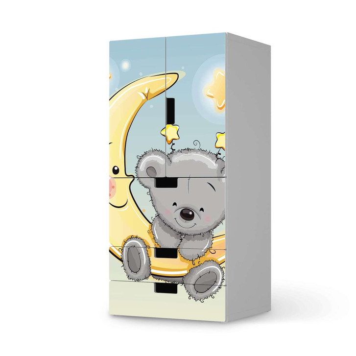Möbelfolie IKEA Stuva / Malad - 3 Schubladen und 2 kleine Türen - Teddy und Mond - CR117259