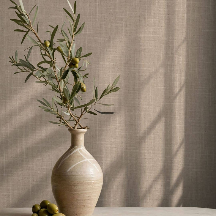 Vliestapete Textil, Struktur Uni Modern matt in Braun - WA497322