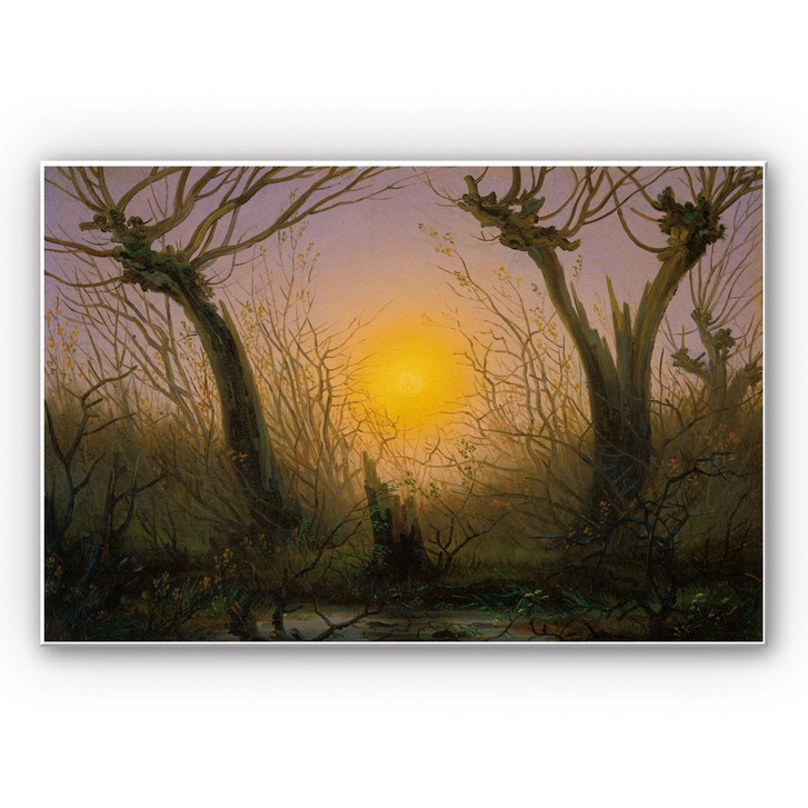 Wandbild Friedrich - Waldlandschaft bei tiefstehender Sonne - WA192729