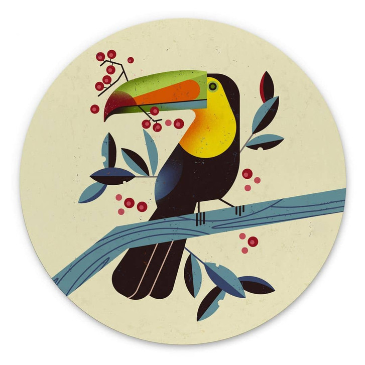 Wandbild Tukan - Alu-Dibond Rund - Braun - WA394648