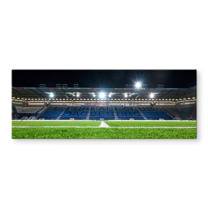 Glasbild 1. FC Magdeburg - Stadion bei Nacht - Panorama - WA400053