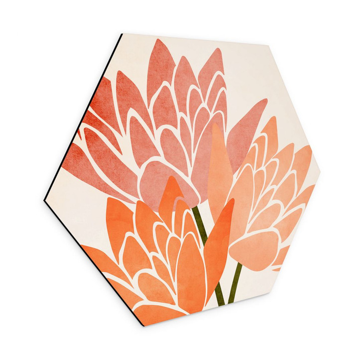 Hexagon Wandbild Farbenfrohe Lotusblumen - Kubistika - Alu-Dibond - WA395109