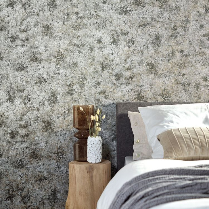 Vliestapete in Betonoptik und leichtem Stein Look silber Struktur - WA446489