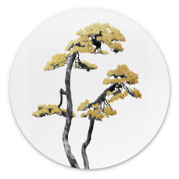 Wandbild Blühender Bonsai - Alu-Dibond Rund - Amini - WA394027