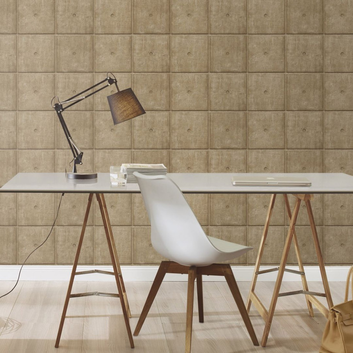 Betonoptiktapete, Steintapete Factory V gold - WA428621