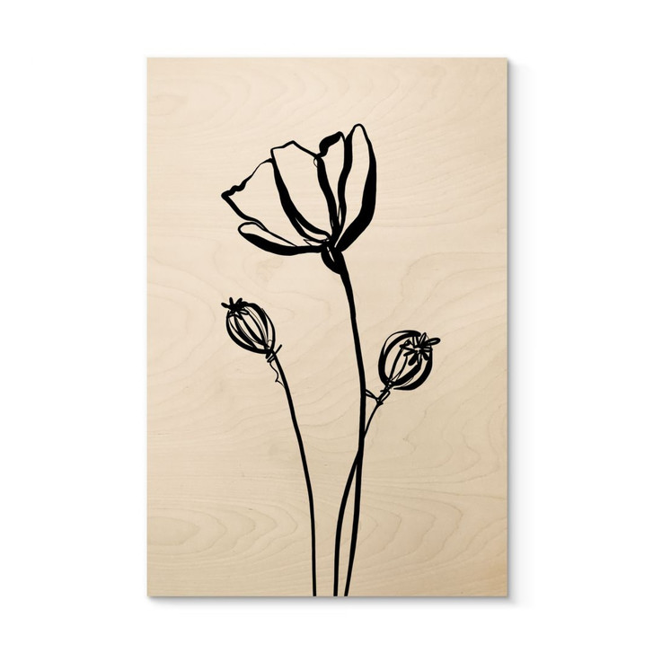 Holzbild Line Art Mohnblume - Cats & Dotz - WA495641