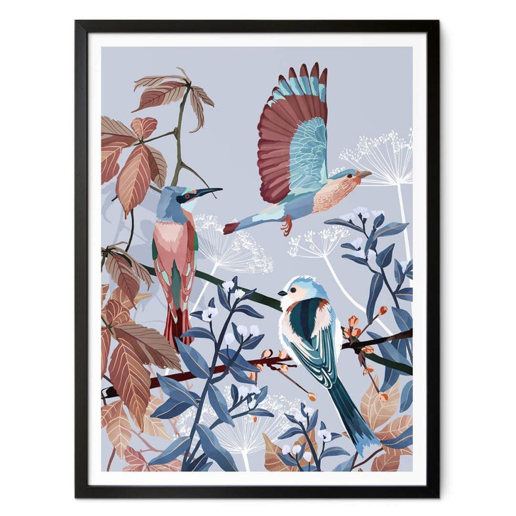 Poster Goed Blauw - Vögel im Winter - WA348878