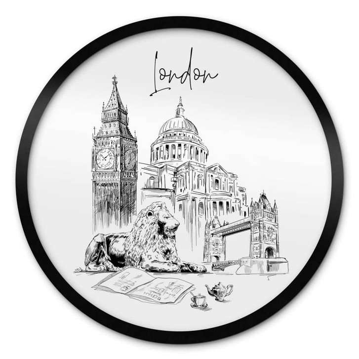 Poster Love your City - London - Schwarz-Weiss - Rund - WA349460