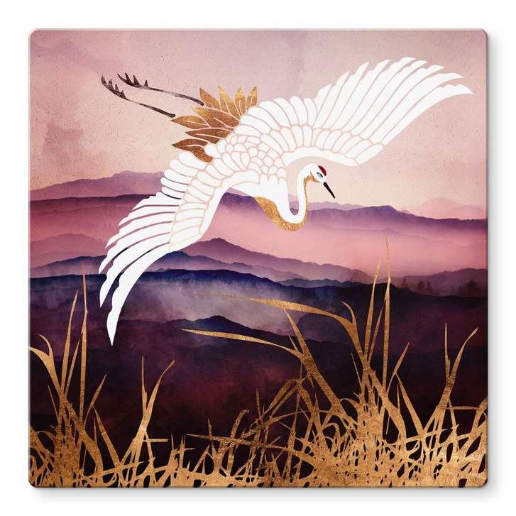 Glasbild Eleganter Kranich - SpaceFrog Designs - WA424842