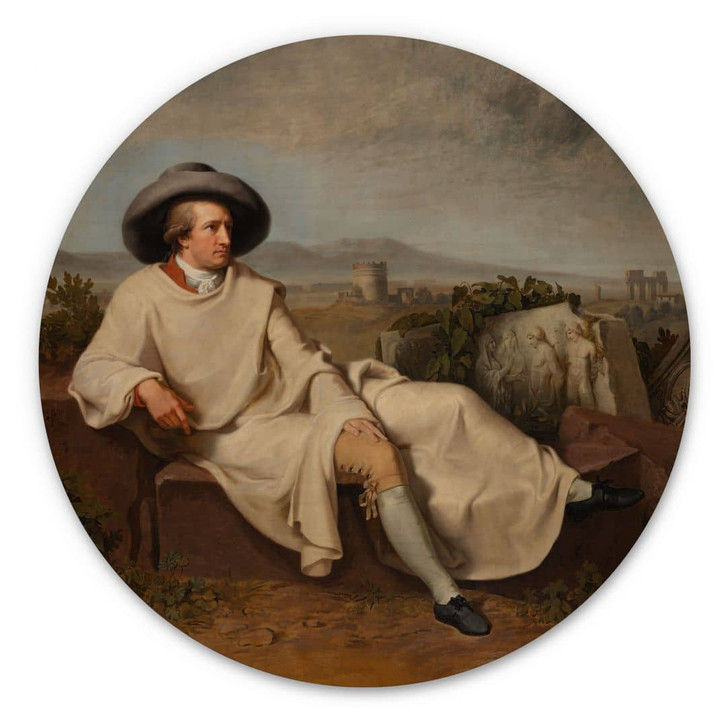 Holzbild Tischbein - Goethe in der römischen Campagna - Rund - WA459597