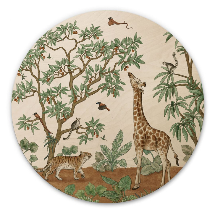 Holzbild Wimmelbild Dschungeltiere - Kikki Belle - Rund - WA495464