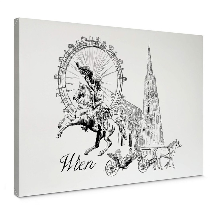 Leinwandbild Love your City - Wien - schwarz-weiss - WA347664
