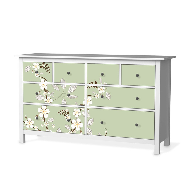 Möbelfolie IKEA Hemnes Kommode 8 Schubladen - White Blossoms - CR114913