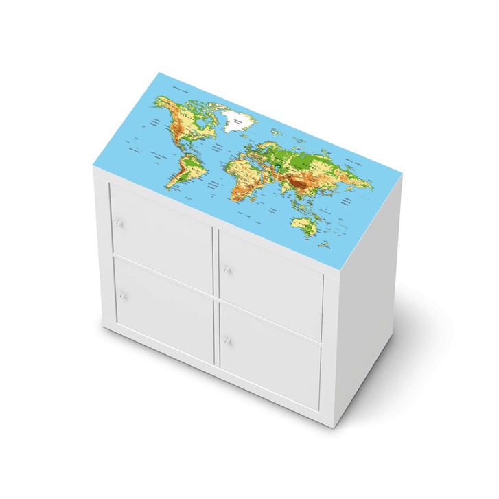 Möbelfolie IKEA Kallax Regal oben - Geografische Weltkarte - CR115568