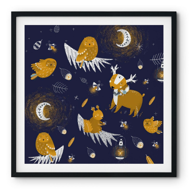 Poster Waldtiere in der Nacht - UN Designs - WA427760