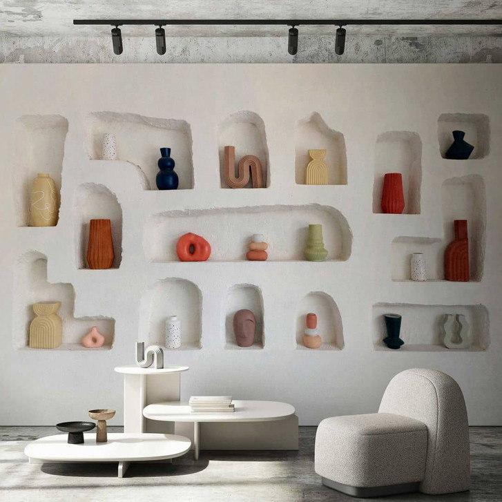 Fototapete Stillleben - Kreative Nischen mit Dekorativen Vasen - WA386131