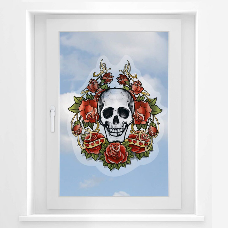 Fensterbild La Ink Schädel mit Rosenkranz - WA117425