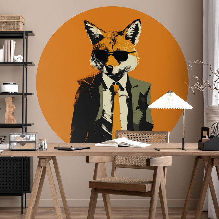 Fototapete Cooler Fuchs im Anzug - Magnusson - Rund - Selbstklebend/Vlies - WA424452
