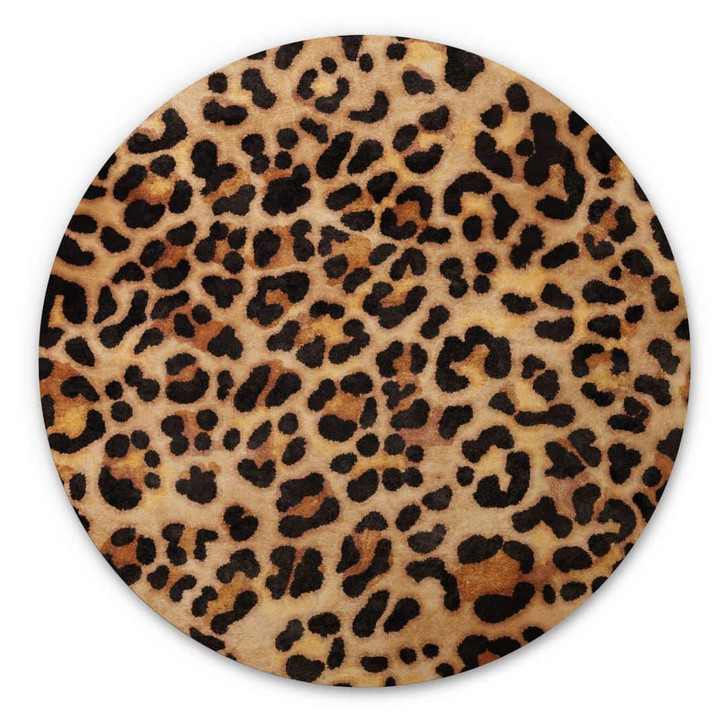 Holzbild Wilder Leopard - Animal Print - Tunaboylu - Rund - WA471848
