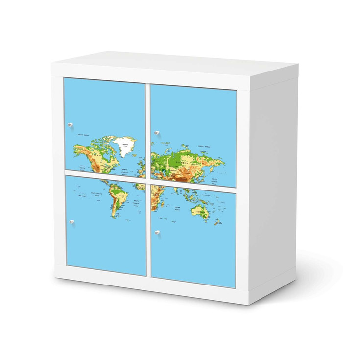 Möbelfolie IKEA Expedit Regal 4 Türen - Geografische Weltkarte - CR114528
