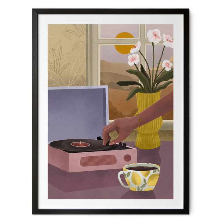 Poster Kaffeepause mit Lieblingsschallplatte - Goed Blauw - WA498644