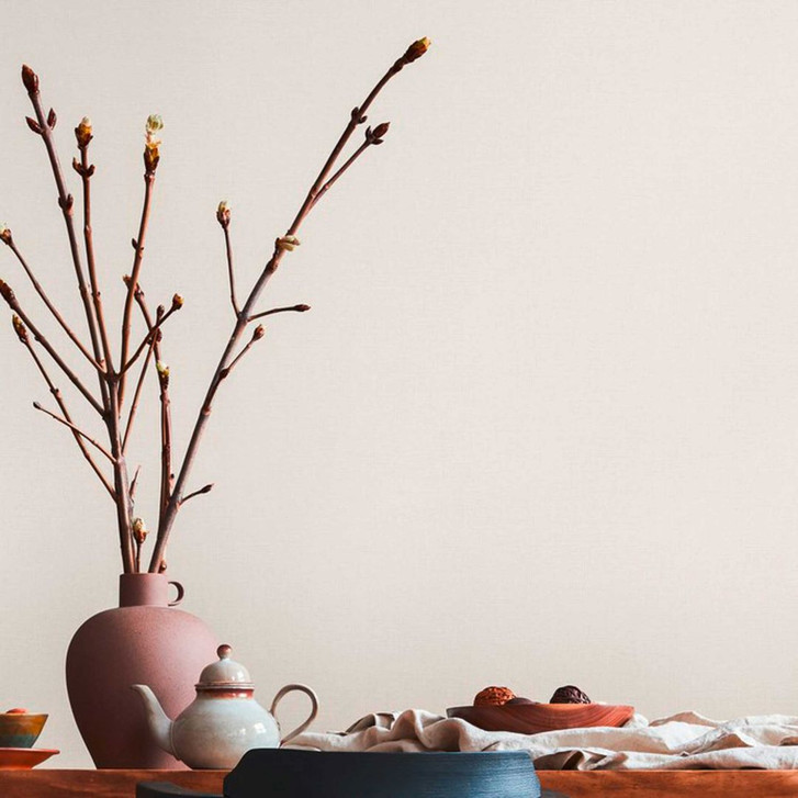 Unitapete Beige - Vliestapete Einfarbig - Strukturtapete Wohnzimmer Designer - WA395803