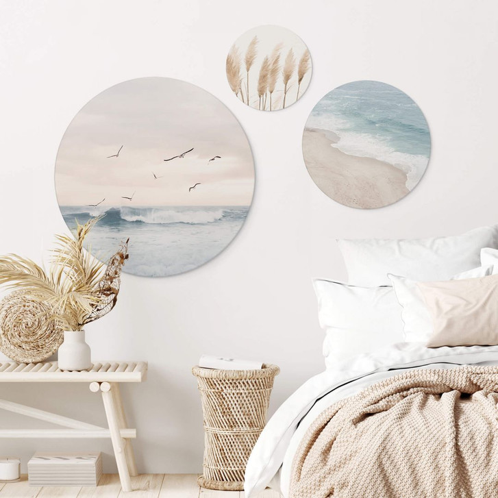 Wandbild Sisi & Seb - Ostsee: Wellen und Meer (3-teilig) - Alu-Dibond Rund - WA383266