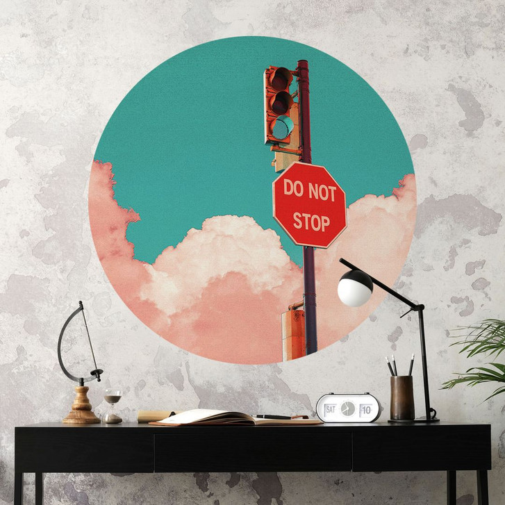 Wandtattoo Do Not Stop - Schild vor türkisblauem Himmel - CosmoZach - Rund - WA412566