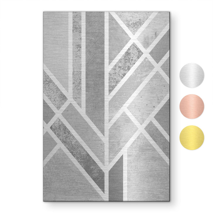 Alu-Dibond gebürstet mit Goldeffekt - Art Deco Goldene Geometrie - Fredriksson - WA514546